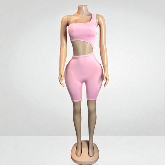 Women Waist Cut Out Short Romper - Picture 2 of 7